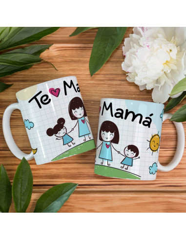 TAZAS DIA DE LA MADRE DIBUJITO INFANTIL
