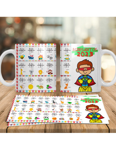 TAZAS EGRESADITOS ABC ABECEDARIO