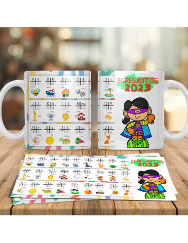 TAZAS EGRESADITOS ABC ABECEDARIO