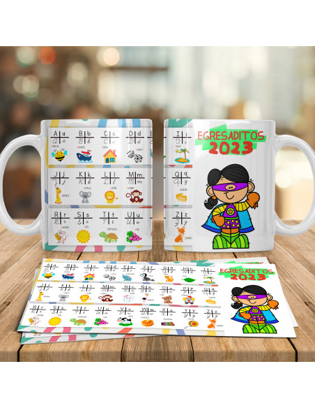 TAZAS EGRESADITOS ABC ABECEDARIO