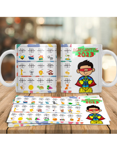 TAZAS EGRESADITOS ABC ABECEDARIO