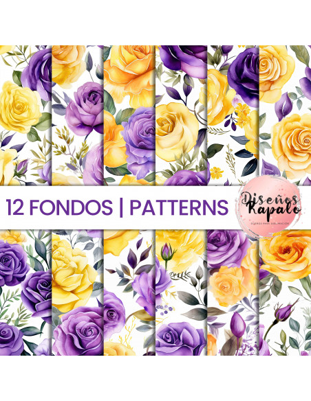 FONDOS | PATTERNS FLORES AMARILLAS Y LILAS