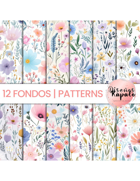 FONDOS | PATTERNS FLORES ROSAS Y CELESTES