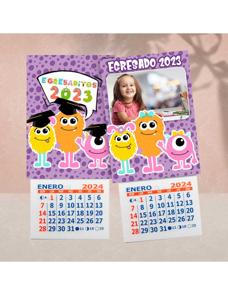 Cartones para calendario mignon egresaditos monstruitos