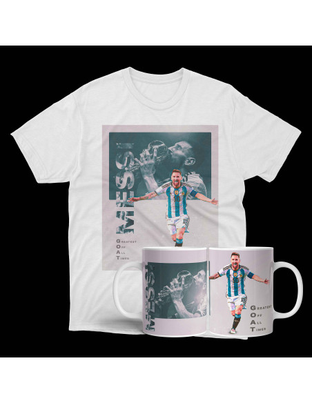 TAZA Y REMERA MESSI GOAT
