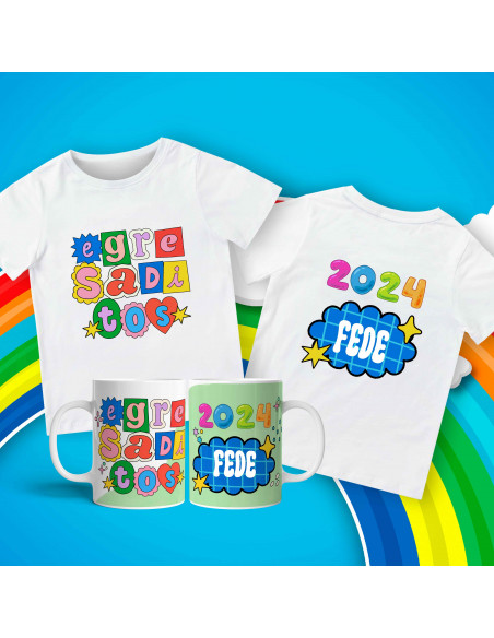 Remera + Taza Egresaditos Colorido 2024