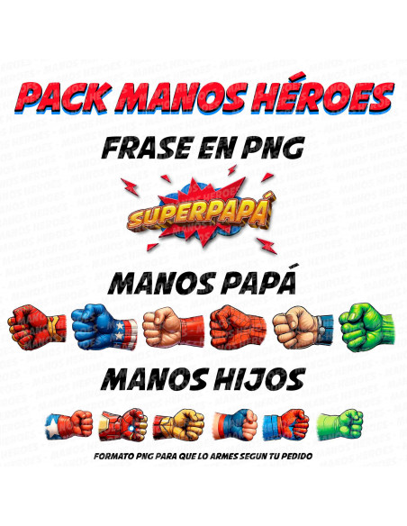PACK MANOS PAPÁ DE SUPER HEROES DÍA DEL PADRE