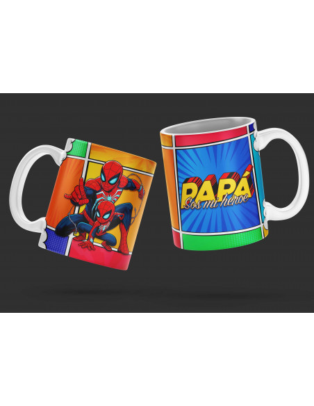 PLANTILLAS TAZAS DÍA DEL PADRE "PAPÁ SOS MI HEROE"