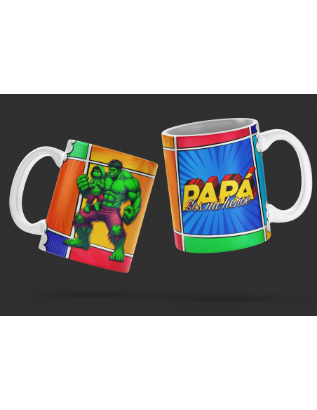 PLANTILLAS TAZAS DÍA DEL PADRE "PAPÁ SOS MI HEROE"