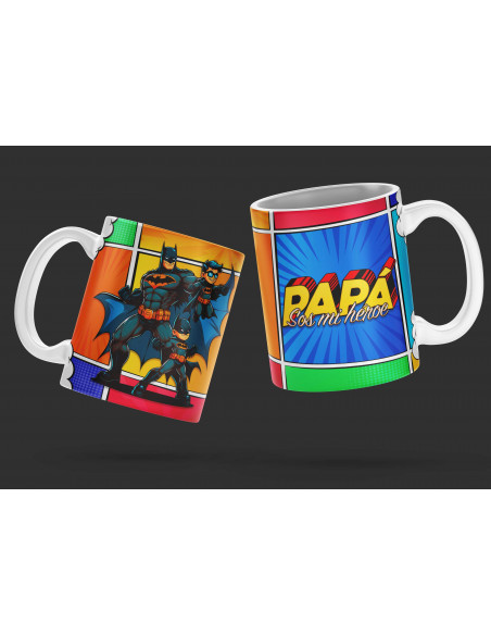 PLANTILLAS TAZAS DÍA DEL PADRE "PAPÁ SOS MI HEROE"