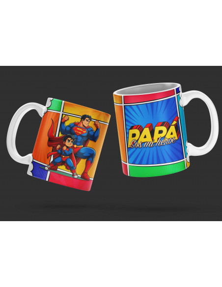 PLANTILLAS TAZAS DÍA DEL PADRE "PAPÁ SOS MI HEROE"