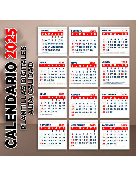 CALENDARIO 2025, MES POR MES