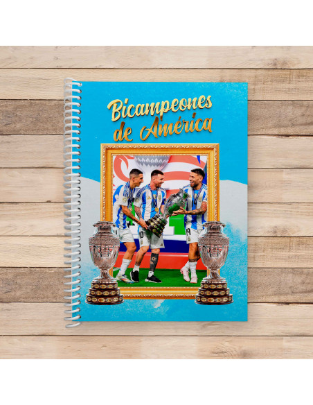 PLANTILLAS PARA ANOTADORES CUADERNOS ARGENTINA BICAMPEÓN COPA AMERICA 2024