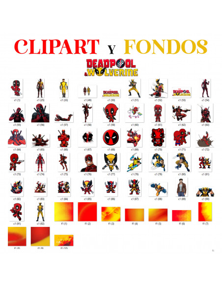 SUPER PACK FONDOS Y CLIPARTS DEADPOOL WOLVERINE