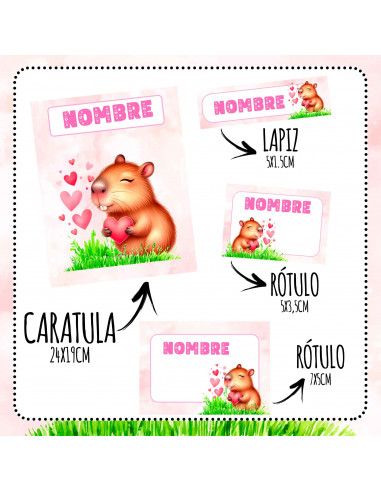 ETIQUETAS ESCOLARES 2025 PACK 4 CAPYBARA ETIQUETAS ESCOLARES 2025 PACK 4 CAPYBARA
