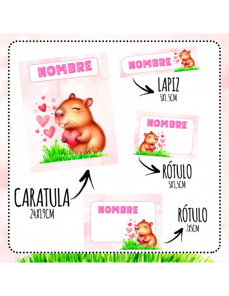 ETIQUETAS ESCOLARES 2025 PACK 4 CAPYBARA