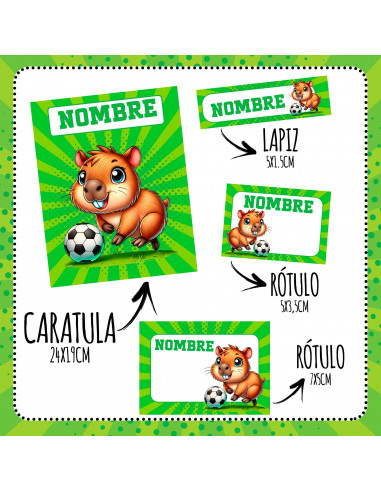 ETIQUETAS ESCOLARES 2025 PACK 4 CAPYBARA ETIQUETAS ESCOLARES 2025 PACK 4 CAPYBARA