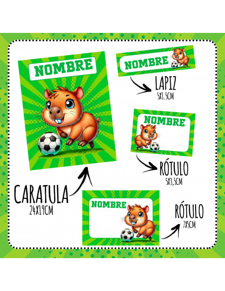 ETIQUETAS ESCOLARES 2025 PACK 4 CAPYBARA