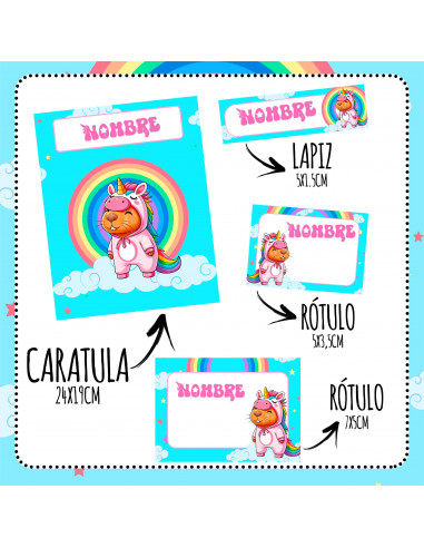 ETIQUETAS ESCOLARES 2025 PACK 4 CAPYBARA ETIQUETAS ESCOLARES 2025 PACK 4 CAPYBARA