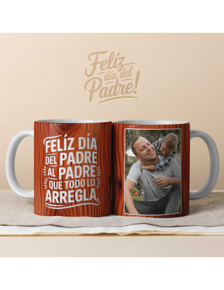 PLANTILLAS TAZAS ESTILO MADERA DÍA DEL PADRE FOTOS 2025