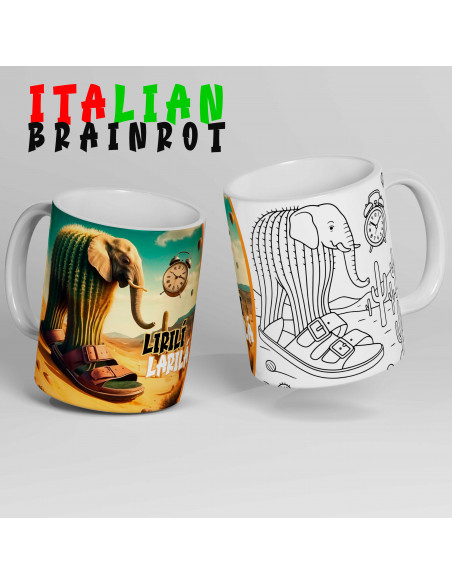 PLANTILLAS TAZAS COLOREAR MEMES BRAINROT ITALIANOS