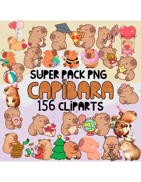 SUPER PACK DE CLIPARTS IMAGENES PNG CAPYBARA CARPINCHO CAPIBARA