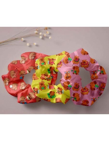 COLITAS- SCRUNCHIES PACK CAPYBARA CARPINCHO CAPIBARA
