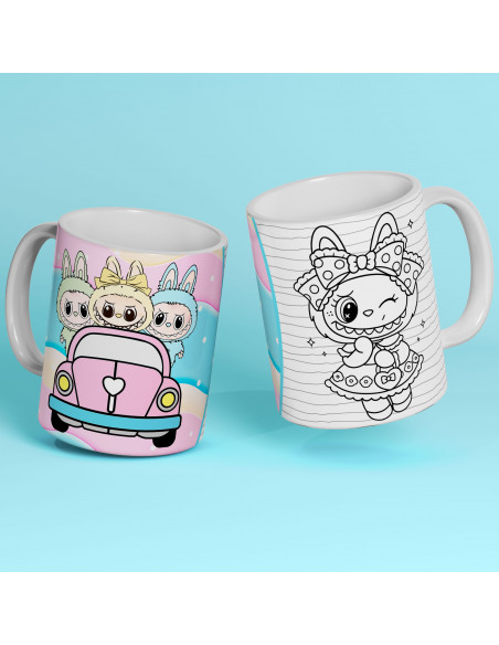 PLANTILLAS TAZAS COLOREAR LABUBU
