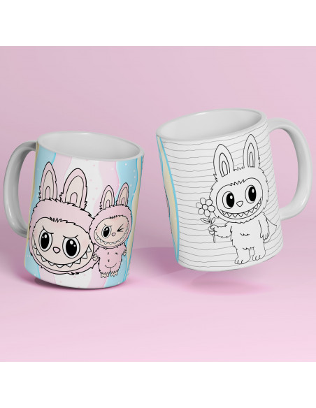 PLANTILLAS TAZAS COLOREAR LABUBU