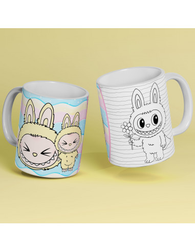 PLANTILLAS TAZAS COLOREAR LABUBU