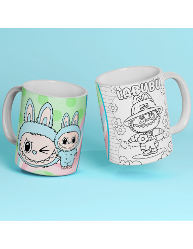 PLANTILLAS TAZAS COLOREAR LABUBU