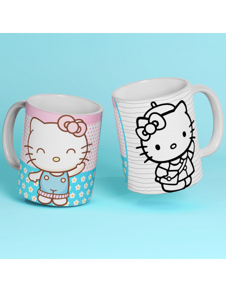 PLANTILLAS TAZAS COLOREAR KITTY KUROMI MELODY
