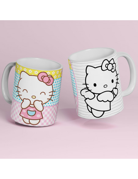 PLANTILLAS TAZAS COLOREAR KITTY KUROMI MELODY