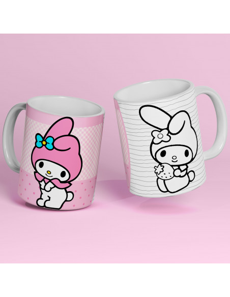 PLANTILLAS TAZAS COLOREAR KITTY KUROMI MELODY