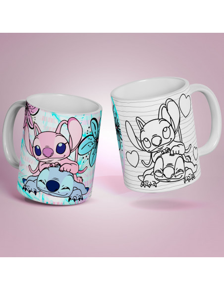 PLANTILLAS TAZAS COLOREAR STITCH