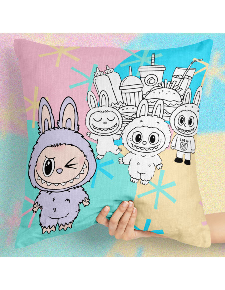 PLANTILLAS ALMOHADONES COLOREAR LABUBU