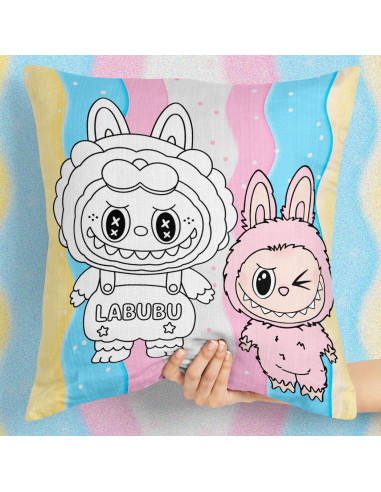 PLANTILLAS ALMOHADONES COLOREAR LABUBU