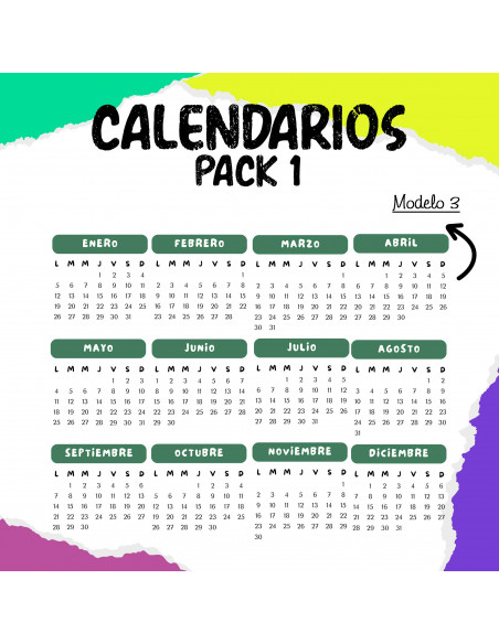 PLANTILLAS CALENDARIOS 2026, MES POR MES PACK 1
