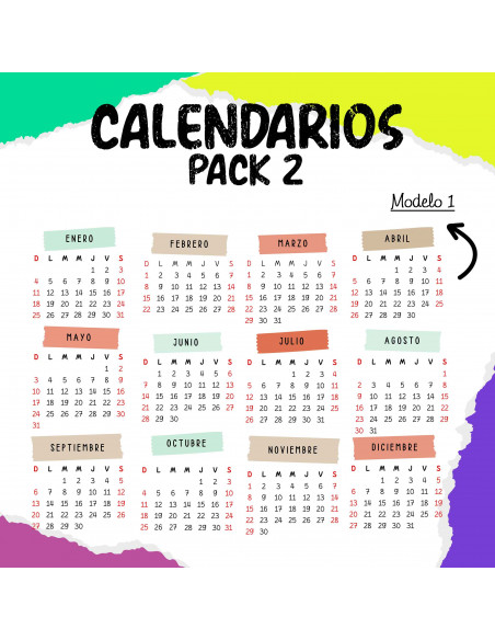 PLANTILLAS CALENDARIOS 2026, MES POR MES PACK 2