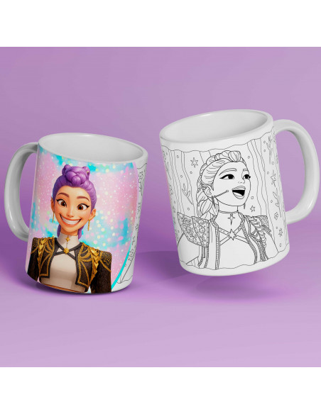 PLANTILLAS TAZAS GUERRERAS K POP DEMON HUNTERS COLOREAR