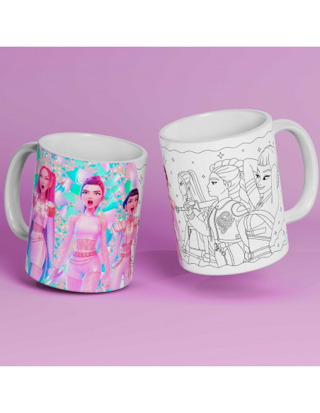 PLANTILLAS TAZAS GUERRERAS K POP DEMON HUNTERS COLOREAR
