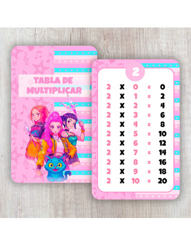 TABLA DE MULTIPLICAR 2026 GUERRERAS K POP DEMON HUNTER PACK 1