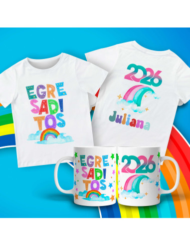 PLANTILLA PARA REMERA Y TAZA EGRESADITOS ARCOIRIS 2026