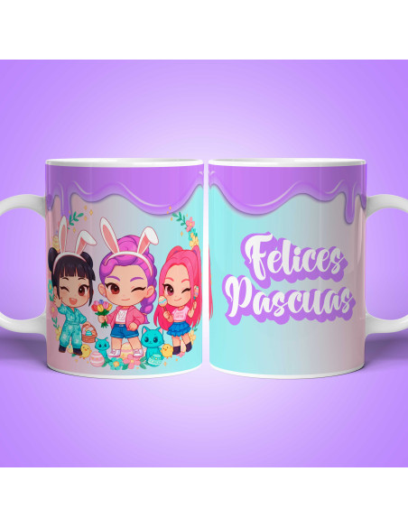 PLANTILLAS TAZAS PASCUAS GUERRERAS K POP DEMON HUNTER