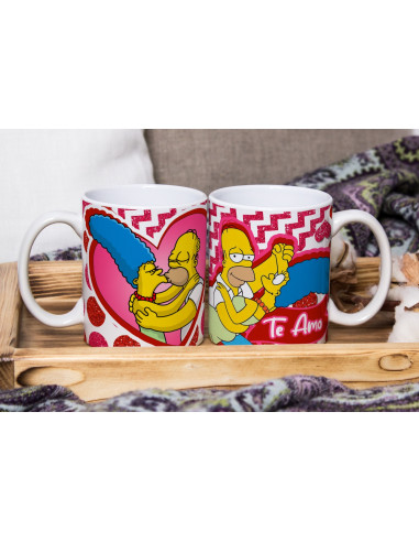 TAZAS PAREJA SIMPSON SAN VALENTIN AMOR
