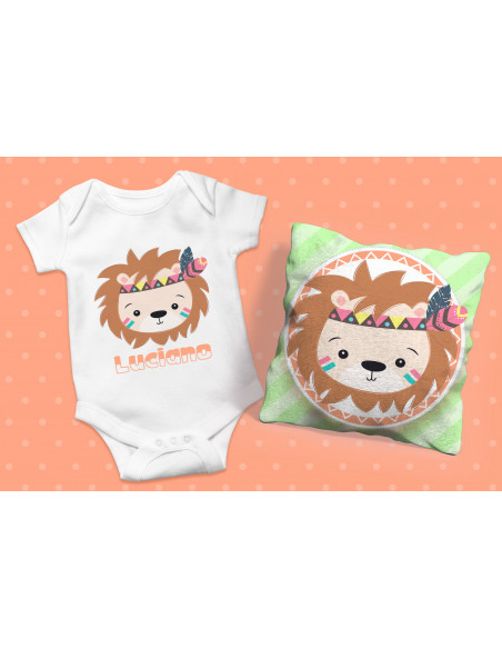 ALMOHADONES + BODY ANIMALITOS TRIBAL NENE