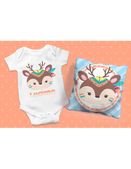 ALMOHADONES + BODY ANIMALITOS TRIBAL NENE