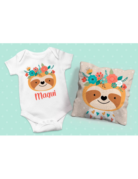 ALMOHADONES +  BODY ANIMALITOS FLORES