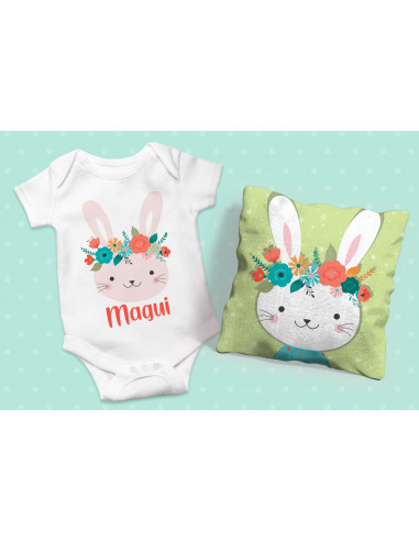 ALMOHADONES +  BODY ANIMALITOS FLORES