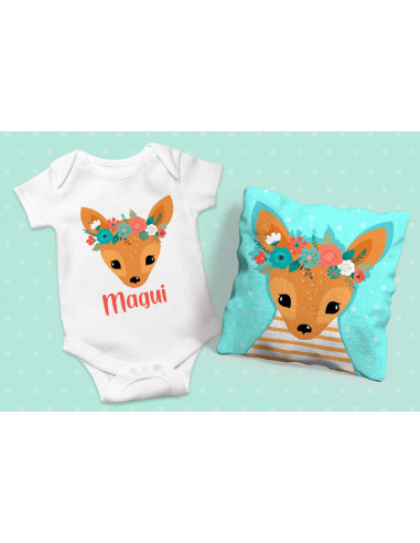 ALMOHADONES +  BODY ANIMALITOS FLORES